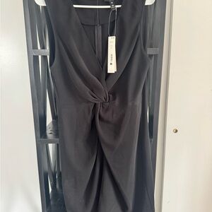 Aqua Black Twist-Front Mini Dress